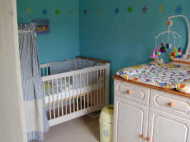 changing table and bed